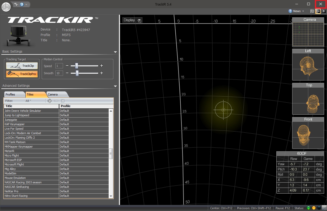 TrackIR 5 + TrackClip PROのインストール – over the sky